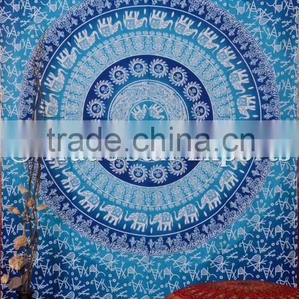 Indian Ombre Ethnic Elephant Hippie Mandala Wall Art Twin Cotton Boho Wall Hanging Tapestry photo-5