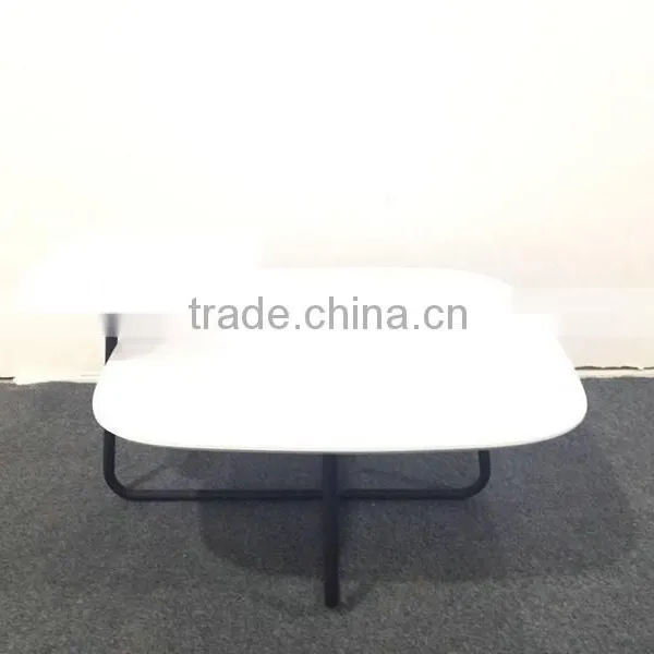 New Arrival Two Layer Square Matt White Painting Side Coffee Table photo-3