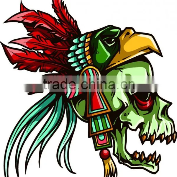 Long Lasting One Week Fashion Full Colors Skull Tribal Indiana Designs Tattoos photo-2