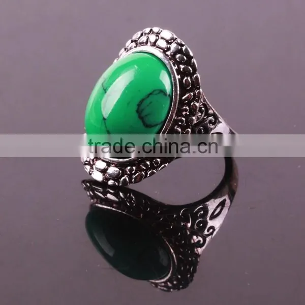 2015 Fashion Natural Turquoise Tibetan Silver Ring photo-4