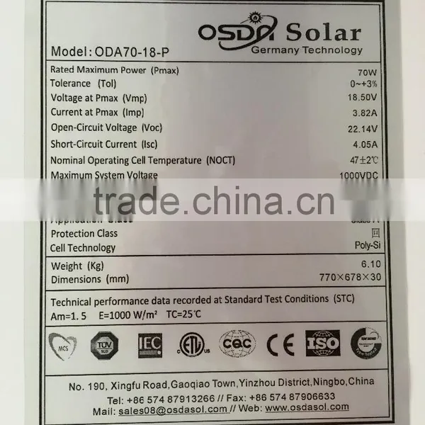 70w 18v Colorful Poly-crystalline Solar Module for Yemen Market With TUV CE photo-5