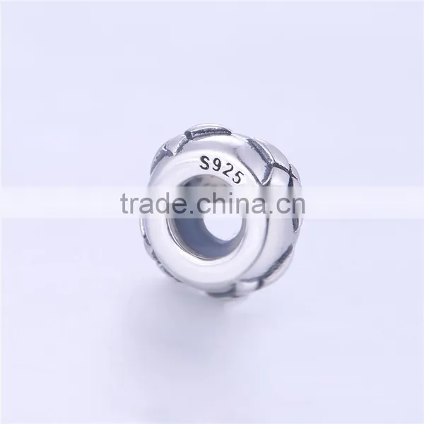 Antique Large Hole Inner With Silicon Stopper Silver Spacer Charm Custom Silver Beads photo-4