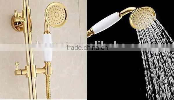Exposed Contemporary Brass Bath&shower Faucet Set in Vacuum Coating Gold Finish photo-4