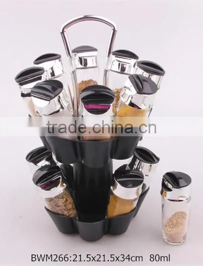 2016 New Glass Spice Jar Set With Plastic Stand