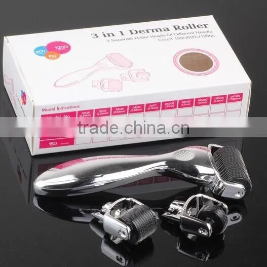 Hot Sale Dermaroller 180needles 600needles 1200needles 3 in 1 Derma Roller Titanium Micro Needle Roller photo-2