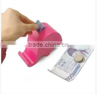 2015 New Product Elephant Shape Silicone Money Box With Phone Holder photo-3