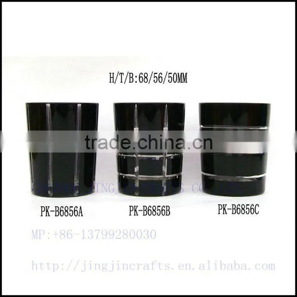 Hotel Best Selling Black Colored Crystal Cut Glass Candle Holder and Container photo-2
