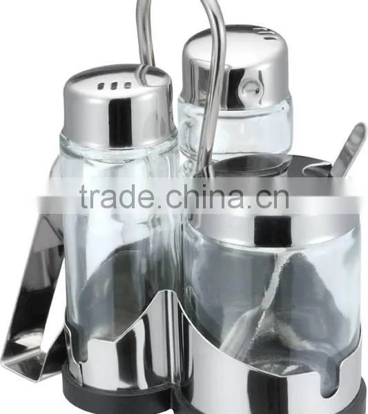 3 Pcs Salt And Pepper Stainless Steel Spice Set With Tissue Holder photo-3