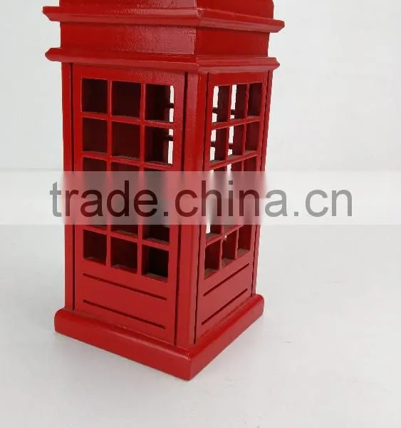 Red Big Telephone Booth Fashion Decor Wooden Money Saving Box photo-2