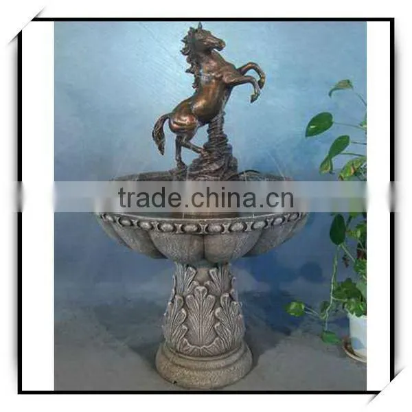 41 Inches Fiberglass Rockery Water Fountains With Horse