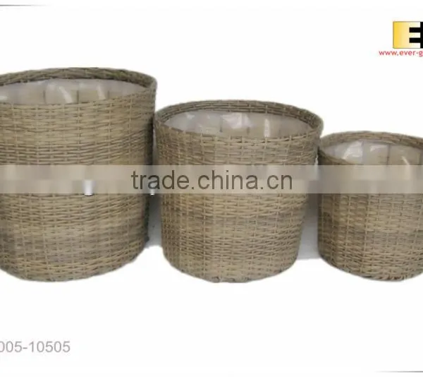 Round PE/Plastic Rattan With Liner Deco Basket photo-2