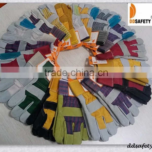 DDSAFETY Hot Sale 2016 Working Yellow Cow Split Leather Glove Safety Glove photo-5