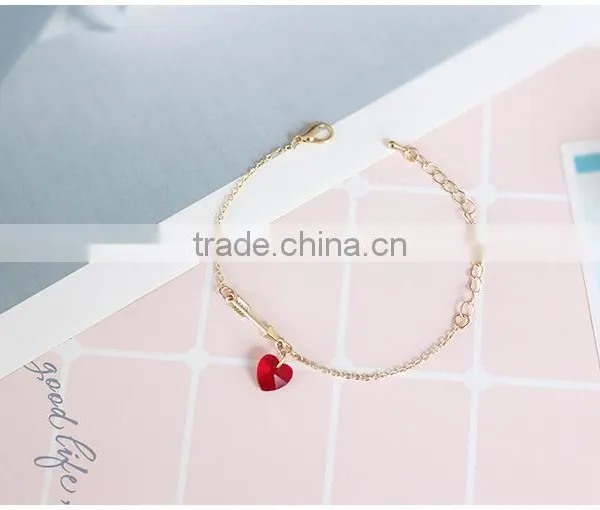 Cupid Arrow Bracelet Gold Arrow Crystal Heart Charms Gold Chain Bracelet for Lovers Valentine's Day Jewelry Gifts photo-2