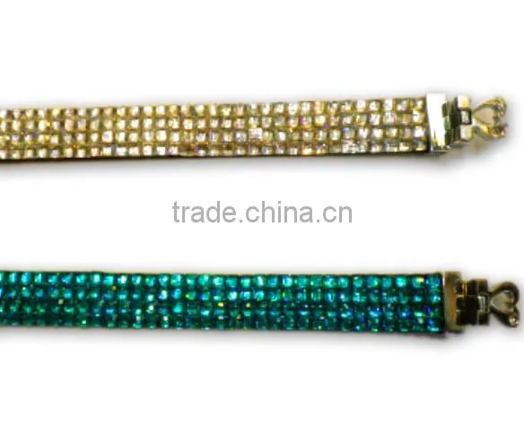 Gem Bracelet With Zinc Alloy Locking Part, Hot Sale Gift Leather With Crystal Gem Decoration photo-6