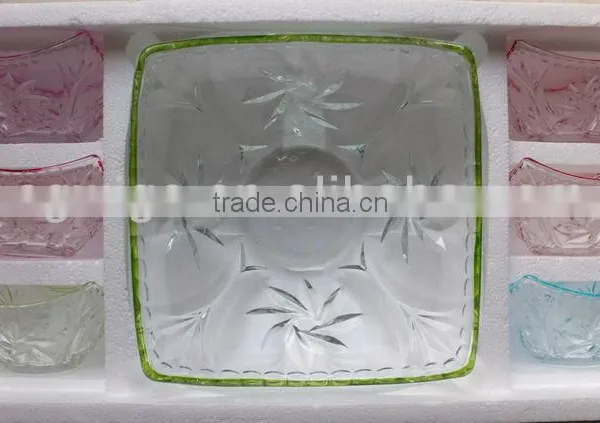 JK042 7pcs Glass Bowl Set With Spray Deco photo-2