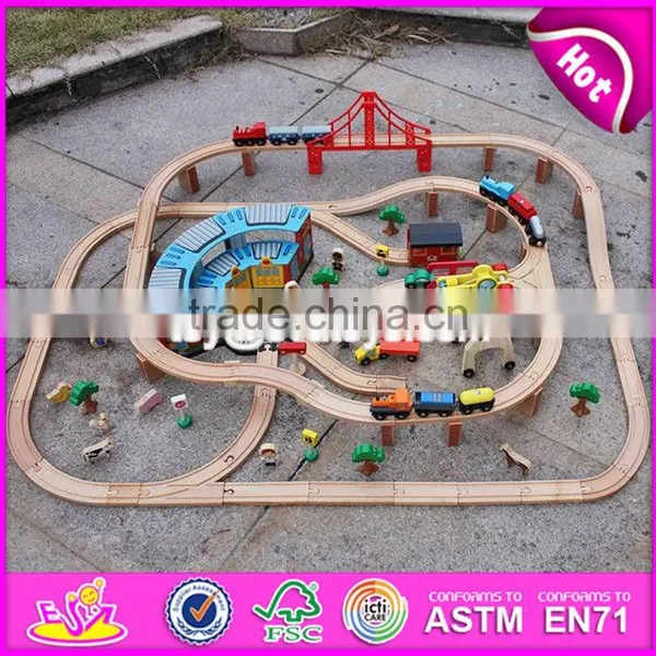 New Style 142 Pcs Children Construction Toy Wooden Toy Train Track W04C072 photo-3