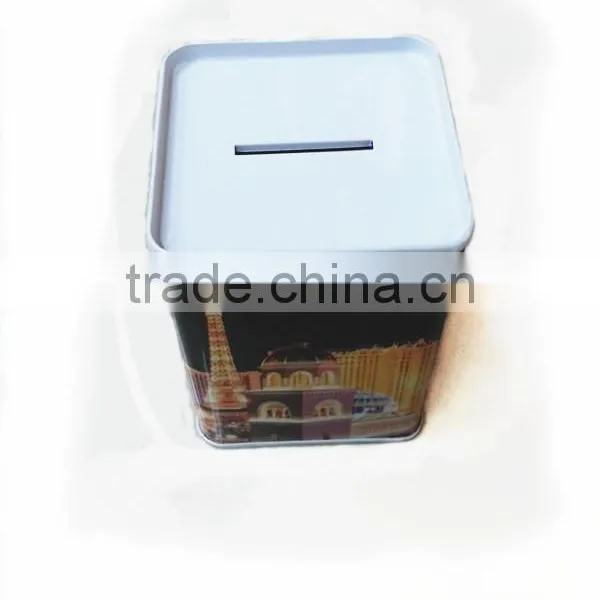 Hot Item Square Tin Box Saving Coin Bank photo-2
