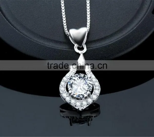 925 Sterling Silver Fashion Peach Heart Shape Pendant Necklace photo-2