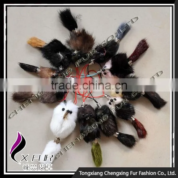 CX-P-15 Wholesale Genuine Mink Fur Charms Animal Phone Pendant photo-2