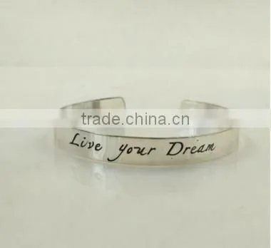 Custom Your Own Logo Wide Bangle Engraved Logo Cuff Bangle for Friendship Gifts photo-4