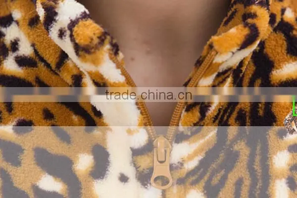 Women Sexy Animal Printed Fleece Fabric Bathrobe With Zipper photo-3