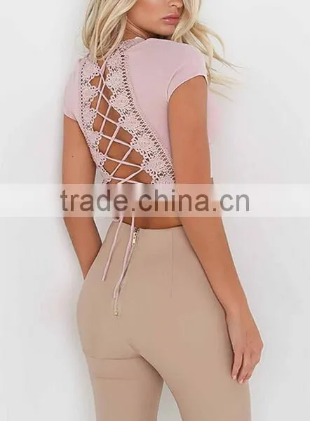Runwaylover 117 Sexy Deep V-Neck Ladies 2017 Fashion Hollow Out Crop Tops photo-3