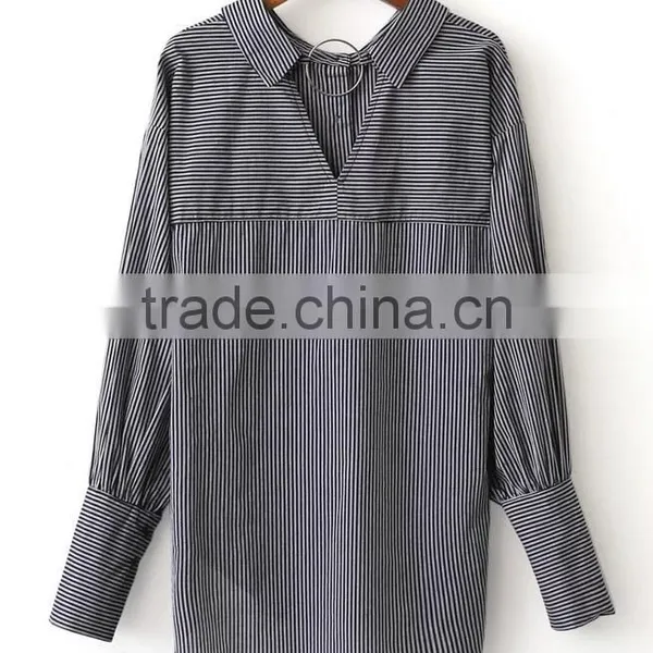 Runwaylover EY2377B New Style 2017 Ladies Fashion Loose Stripe Blouse photo-6
