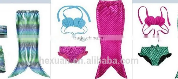2017 Sexy Swimwear Custom Girl's 3pcs Mermaid Tail Rainbow Princess Bikini Children Bathing Suit Child Cute Swimsuit Kids photo-4