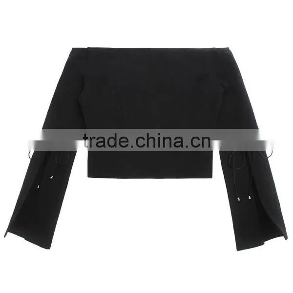 Trumpet Sleeve Round Neck Casual Fashion Lady Blouse for Wholesale photo-5