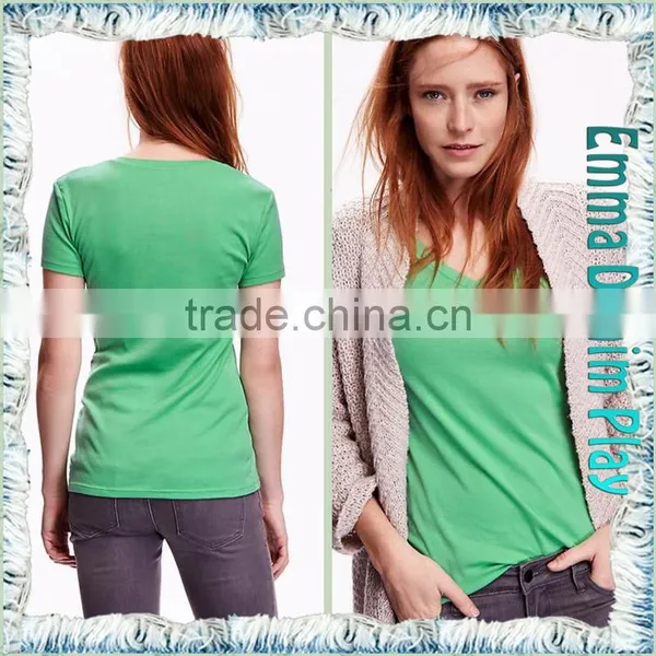 Hot Style Green Colorfast Simple Design Tight Wear Ladies Heart Neck T-Shirts for Summer Clothes photo-3