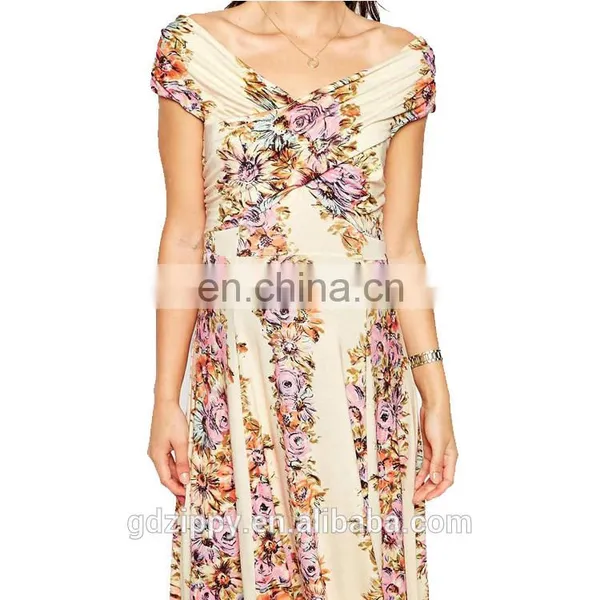 Off Shoulder Vintage Floral Print Maternity Dress photo-4