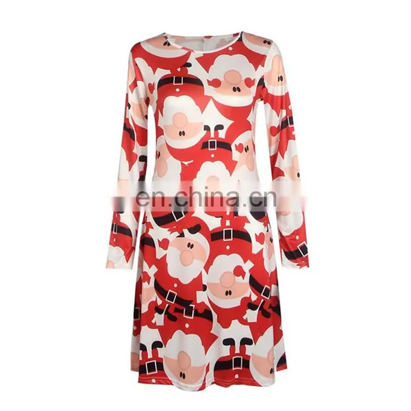 Christmas Evening Party Dress Long Sleeve Red Fashion Mini Christmas Dress photo-2