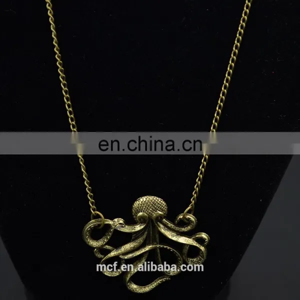 Crystal Diamond Rhinestone Fashion Pendant Octopus Necklace MCB-0040 photo-3