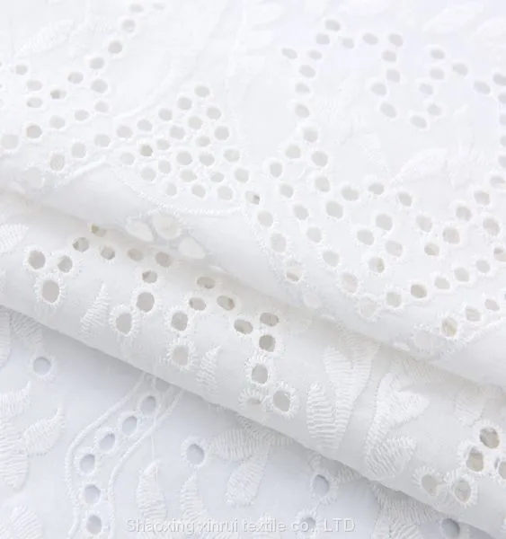 Embroidered Design Cutwork Border Voile Embroidery Cotton Lace Fabric photo-3