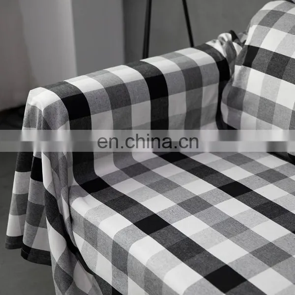 Custom Black and White Checker Sofa Protector Cover 100% Cotton Soft Plush Couch Cover photo-7
