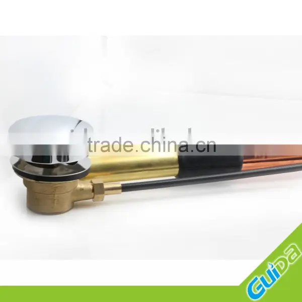 Ningbo Guida Brass Bathtub Waste Drain Shower Faucet Accessories With Push Button /copper Color Pipe photo-3
