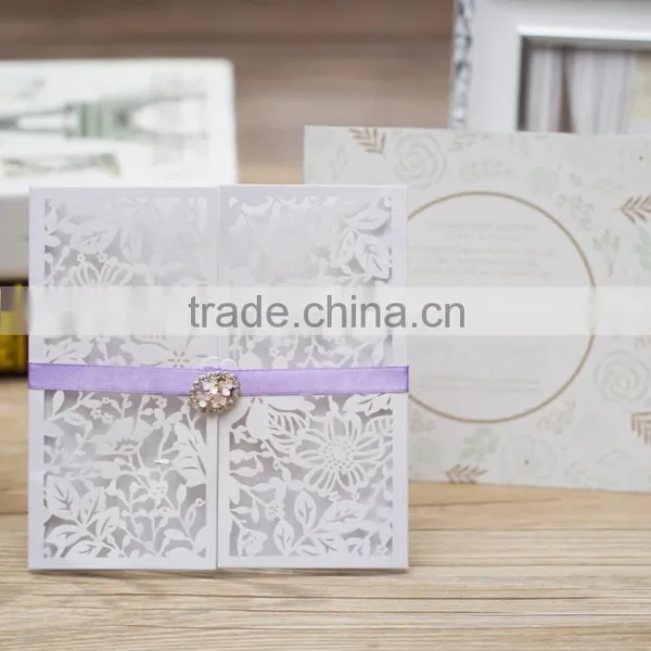 Gate Fold Natural Theme Elegant Laser Cut Wedding Invitation Card Rustic photo-6