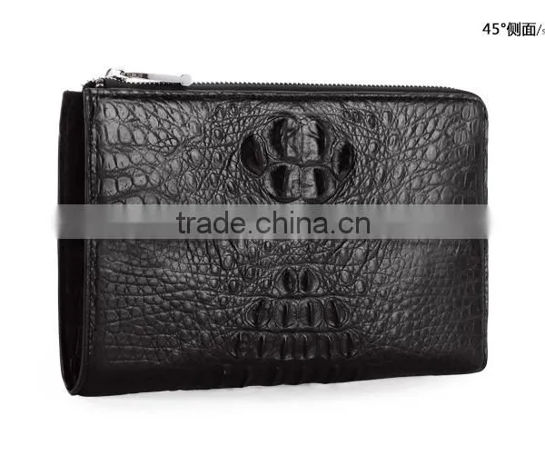 Vintage Style Crocodile and Soft Calf Leather Men Clutch Wristlet Wallet Handbag Wholesale photo-5