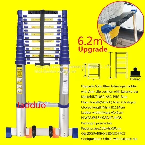 Single Blue Telescopic Ladder With Anti-slip Cushion photo-4