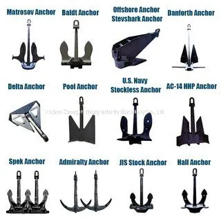 China Manufacturer Mooring HHP AC-14 Delta Flipper Danforth Spek Pool Hall Admiralty MK5 Japan Stockless Anchor