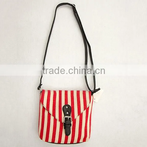 Stylish Canvas Red White Blue Stripe Bag Stripe Women Shoulder Bag photo-2