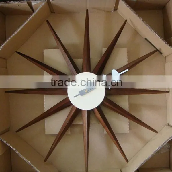 Popularoriginal Quality Walnut Sunshine Star Wall Clock photo-3
