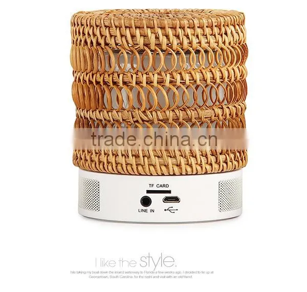2016 New Design Vietnamese Rattan Weaving Portable Originality Bluetooth Speaker With Colorful Led Light photo-3