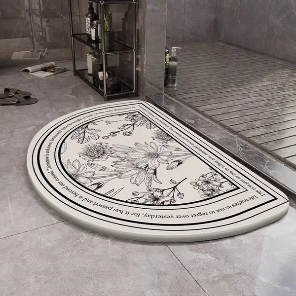 OEM ODM Floral Absorbent Diatomaceous Stone Bath Mat Manufacturer photo-4
