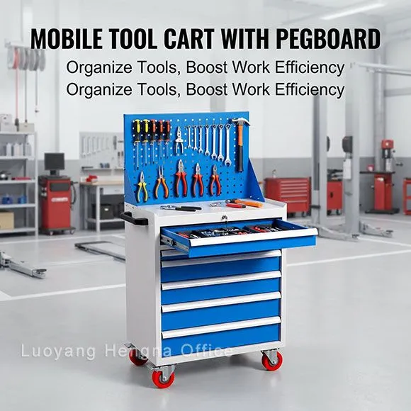Workshop Tool Trolley With Knife Holder Slots, Central Lock & Adjustable Shelf — CNC Machine Shop Storage HNJUNTUO