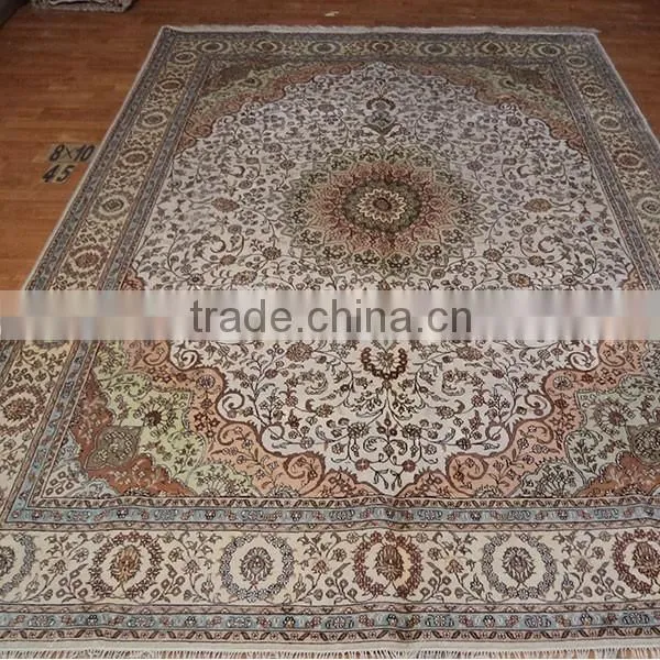 8x10 Foot Hand Knotted Turkish Tribal Cashmere Silk Carpet photo-4