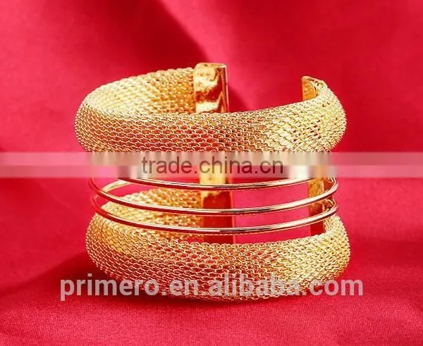 New Hight Quality Gold Wire Mesh Wide Open Cuff Bangle Punk Rock Bracelet Jewelry photo-6