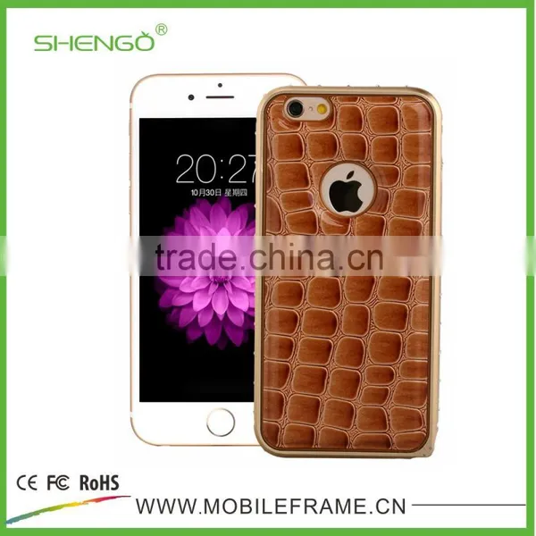 Metal Bumper With Leather Cover Phone Case for IPhone6/6P photo-3