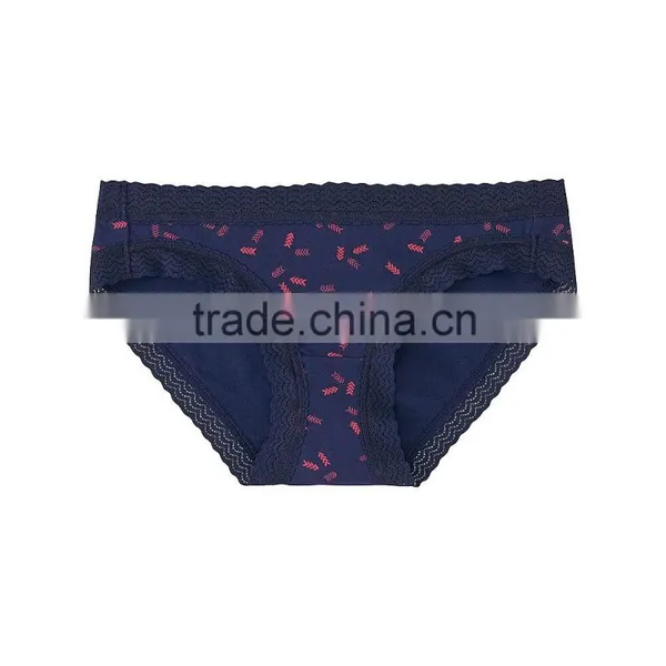 Women Comfortable Cotton Elastane Lace Brief Sexy Ladies Underwear photo-5