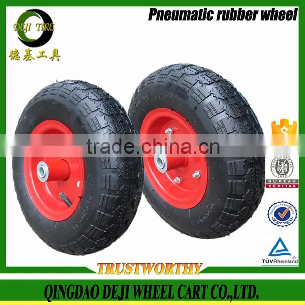 3.50-4 China DEJI Supplier Wheelbarrow Wheel Steel Rim Pneumatic Rubber Wheel photo-3